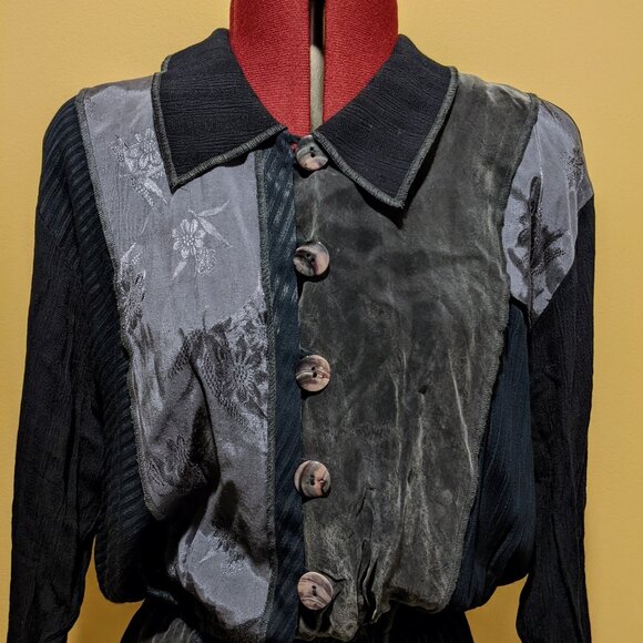 Vintage Spencer Alexis Patchwork Maxi Dress – Sapphire Blue Women's Size L (16) - Picture 3 of 16